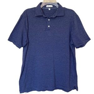 Peter Millar Blue With White Stripes Men's Polo Shirt M